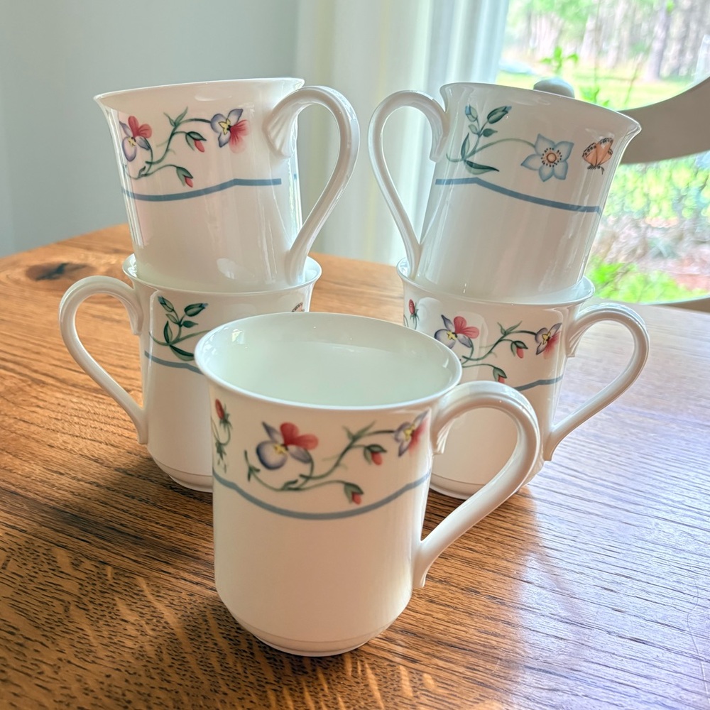 Villeroy & Boch Mariposa mugs - Set of 5- bone China- made in Germany- ~4 inches - Picture 13 of 15